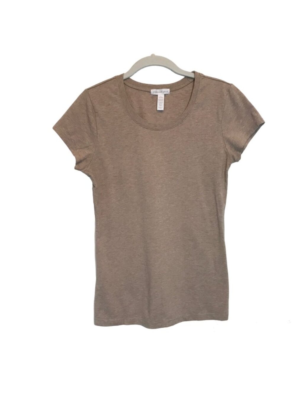 Ambiance Apparel Women's Short Sleeve Round Neck Tee in Brown - Size L